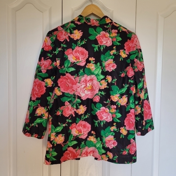 Vintage Sears 100% Cotton Floral Rose Blazer - Picture 4 of 8
